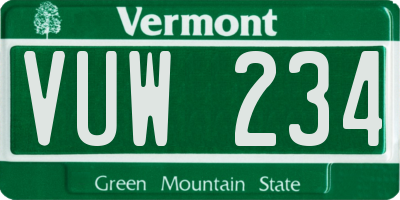 VT license plate VUW234