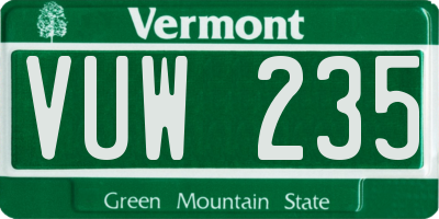 VT license plate VUW235
