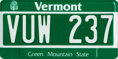 VT license plate VUW237