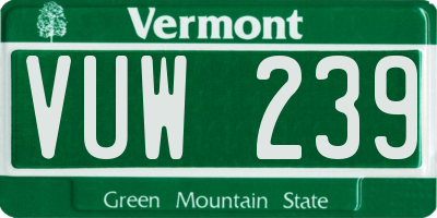 VT license plate VUW239