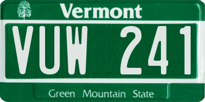 VT license plate VUW241