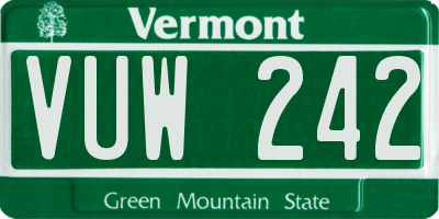 VT license plate VUW242