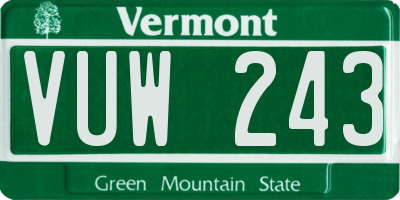 VT license plate VUW243