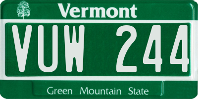 VT license plate VUW244