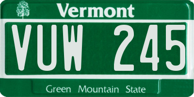 VT license plate VUW245