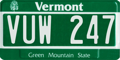 VT license plate VUW247