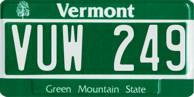 VT license plate VUW249