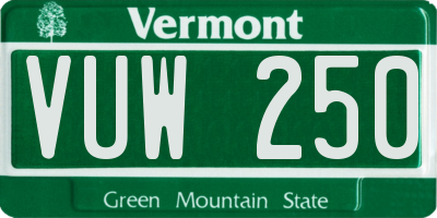 VT license plate VUW250