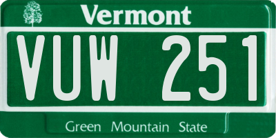 VT license plate VUW251
