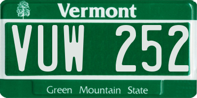 VT license plate VUW252