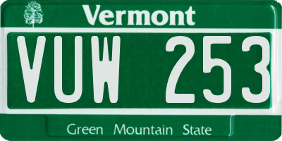VT license plate VUW253