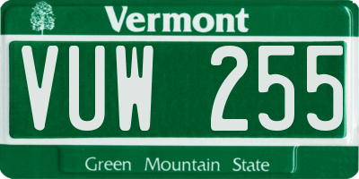 VT license plate VUW255