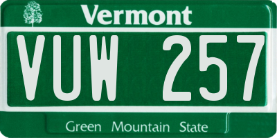 VT license plate VUW257