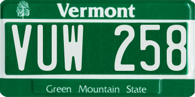 VT license plate VUW258