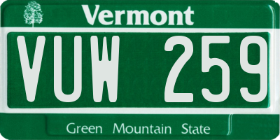 VT license plate VUW259