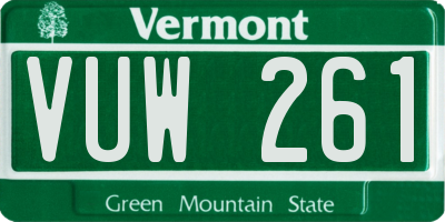 VT license plate VUW261