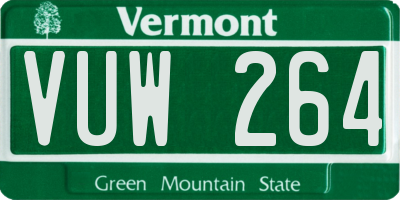 VT license plate VUW264