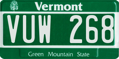 VT license plate VUW268