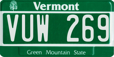 VT license plate VUW269
