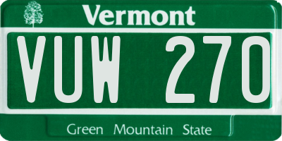 VT license plate VUW270
