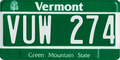 VT license plate VUW274
