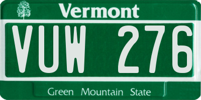 VT license plate VUW276