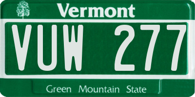 VT license plate VUW277