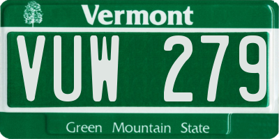 VT license plate VUW279