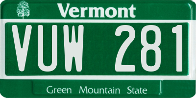 VT license plate VUW281