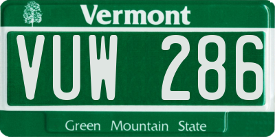 VT license plate VUW286