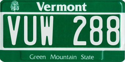VT license plate VUW288