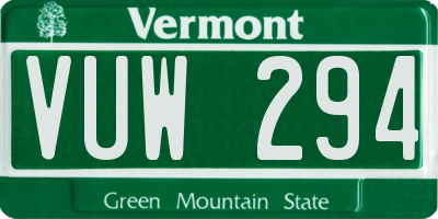VT license plate VUW294