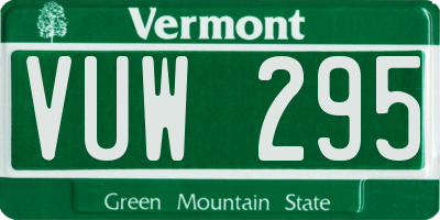 VT license plate VUW295