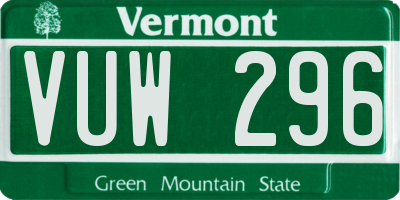 VT license plate VUW296