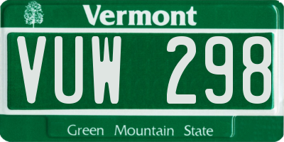 VT license plate VUW298