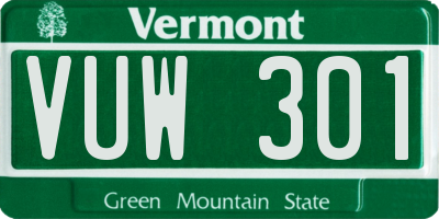 VT license plate VUW301