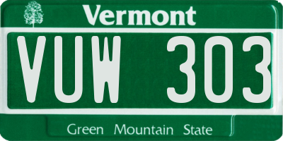 VT license plate VUW303