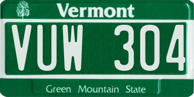 VT license plate VUW304