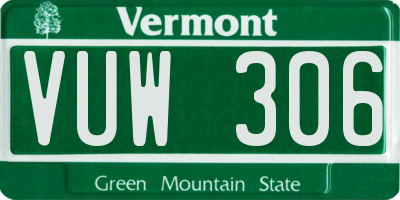 VT license plate VUW306