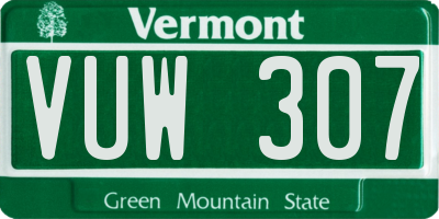 VT license plate VUW307