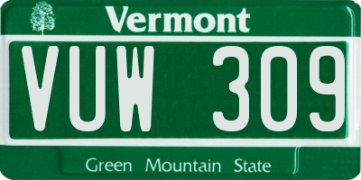VT license plate VUW309