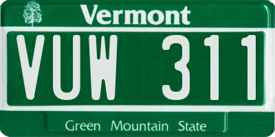 VT license plate VUW311