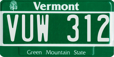VT license plate VUW312