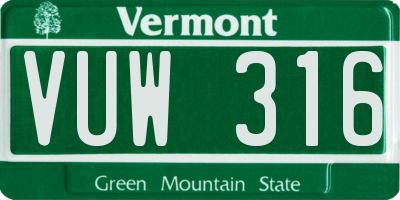 VT license plate VUW316