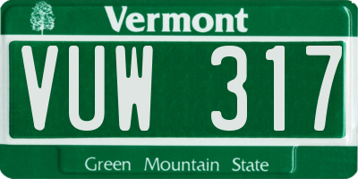 VT license plate VUW317