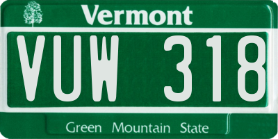 VT license plate VUW318