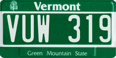 VT license plate VUW319
