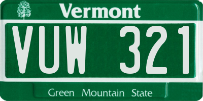 VT license plate VUW321