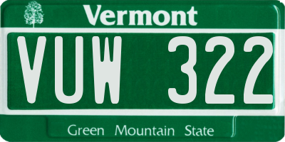 VT license plate VUW322