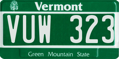 VT license plate VUW323